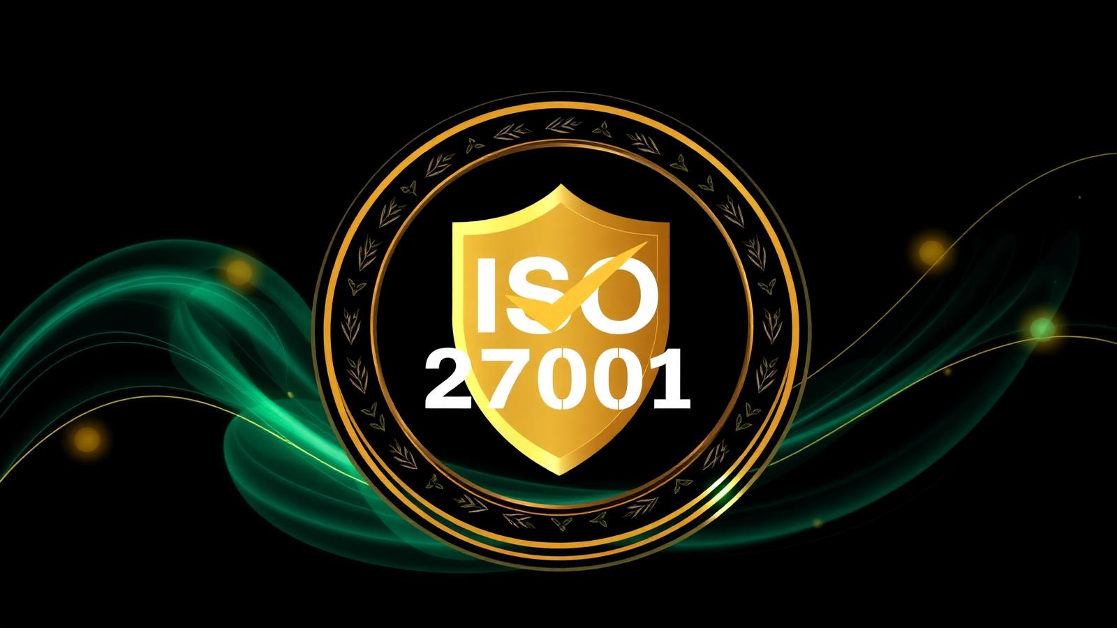 ISO 27001 Zertifizierungs Siegel mit Schild und Häkchen