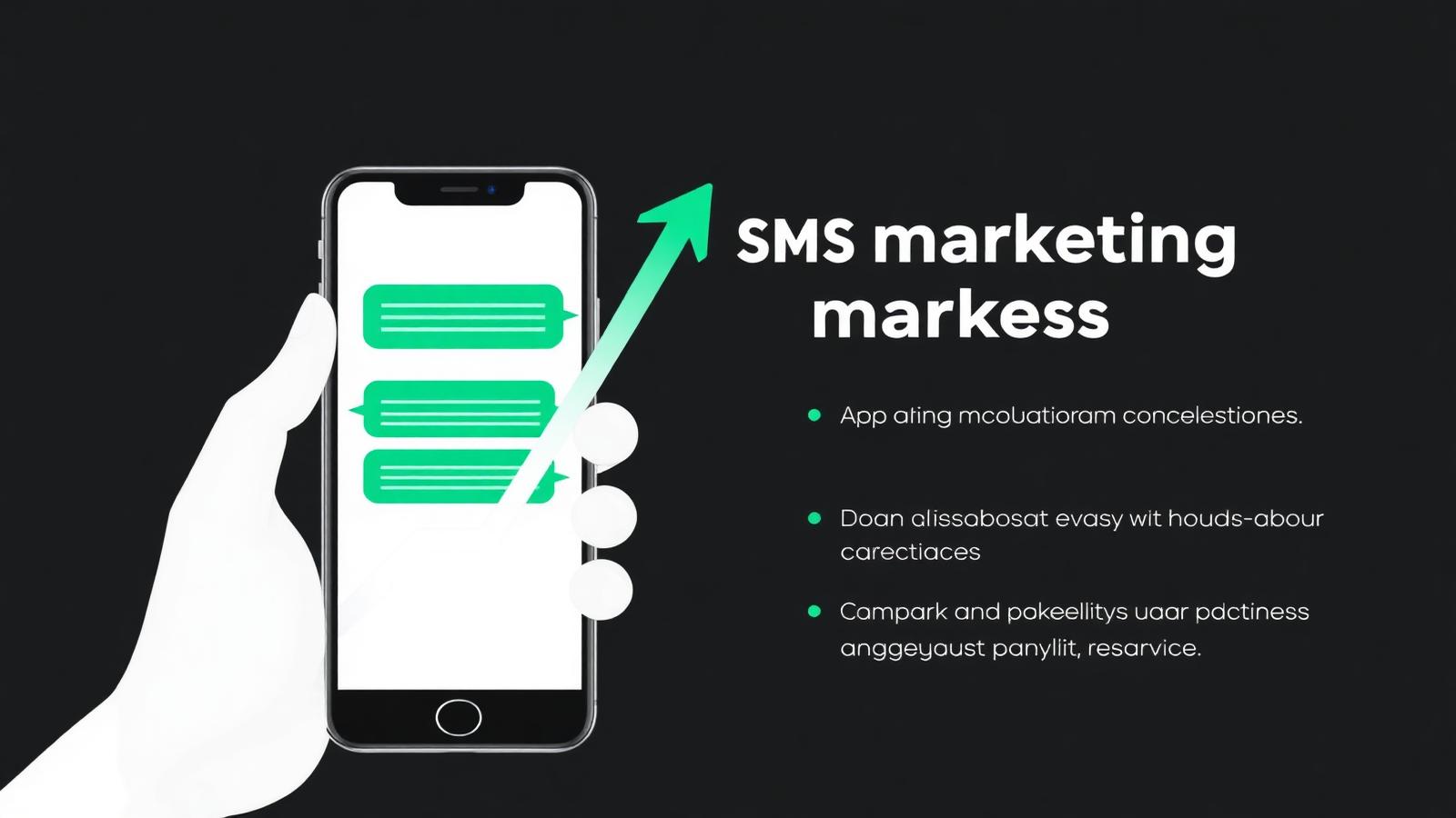 Smartphone mit SMS Marketing Kampagne und steigendem Pfeil